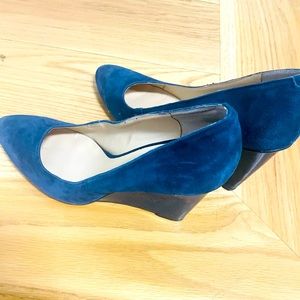 Blue suede heels size 10
